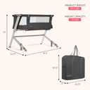 Dream On Me Skylar Bassinet and Bedside Sleeper, Adjustable Heights, Breathable Mesh Sides, Plush Mattress Pad, Wheels with Safety Locks & Tool-Free Assembly, Compact Fold & Travel Bag - Black