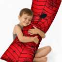 Kids Body Pillow Cover with Zipper - 20x54 Inch Long Silk Pillowcase for Kids Boys Girls Teens Soft Decorative Bed Large Cute Cartoon Body Pillow Sham for Hair and Skin, Red Zhizhu