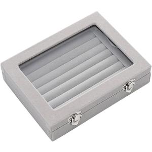 Personalized Jewelry Box Rings Case Earrings Organiser Necklace Storage Display Gray Organiser Case With Lid For Jewelry Gray