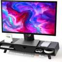 Homerays Monitor Stand with Drawer, Exquisite Computer Monitor Stand for Desk, Ergonomic Wood Monitor Stand Riser for Computer,Laptop, Printer, TV, Bamboo, Black