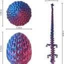 2 x 3D Printed Dragon,Easter Eggs,Easter Basket Stuffers for Teens,Dragon Eggs with Dragon Inside,Dragon in Egg Fidget Toy,Easter Gifts-Laser Purple