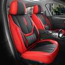 Car Seat Covers Full Set - Universal Seat Covers for Cars SUV Truck Faux Leather Automotive Seat Covers, Breathable & Waterproof Front and Rear Seat Protectors, Fit for Most Cars-Redblack