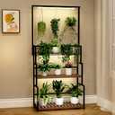 Hanging Plant Stand with Grow Light, 3 Tier Metal Plant Stand for Indoor Plants Multiple, Large Plant Shelf Display Holder, Ladder Shape Plant Rack for Living Room, Patio, Balcony