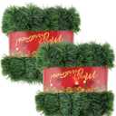 2Pcs 50FT Green Christmas Garland Decorations, Christmas Artificial Pine Greenery Garland Outdoor Indoor Decor, Straight Faux PVC Soft Garland for Stairs Railing Fireplace Window Christmas Decor
