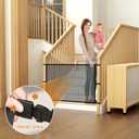 Dog Pet Mesh Gate Stairs - Baby Safety Barrier Gates for Stairway - No Drilling Puppy Gates for Indoor - Banister to Banister Baby Gates for Stairs