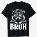 Bruh Raccoon Racoon Camo Hat Youth Teens Kids Slang T-Shirt, Size Medium, M Youth