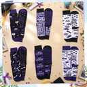 Silicherry 6 Pairs Graduation Pilates Grip Socks for Women Non Slip Yoga Socks with Grad Hat Pattern Congratulate Grad Gifts(Black,Purple,White)