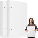 2 Pcs 3 Ring Binder 11"x17" Binder Poly Panel Featuring 1" D Ring Fit 11" x 17" Paper Size for Store Artwork Poster Paper PP Material (White)