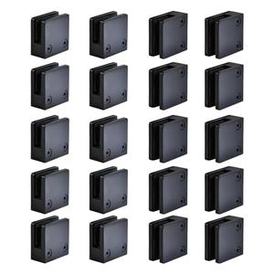 Glass Clamp－4PCS Adjustable Glass Shelf Bracket, 1/3 "-1/2 " 304 Stainless Steel Glass Clamps, Glass Clamp Bracket is Suitable for Railing, Stairs, Glass Wall, All Kinds of Glass (Black-20pcs)