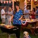 Roshop 4th of July Scrub Tops Women V-Neck Short Sleeve Holiday Themed Patriotic Scrubs L
