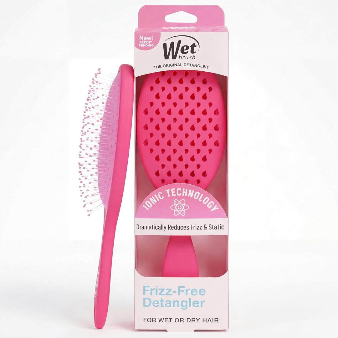 Wet Brush Frizz-Free Detangler Brush with Ionic Technology, Pink, Provides Frizz Control, Reduces Static, and Smooths All Hair Types, Best For Dry Hair, Made for Women, Men & Kids