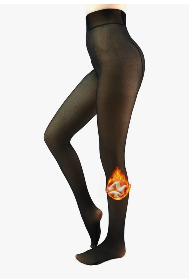 Fleece Lined Tights Sheer Women - Fake Translucent Warm Pantyhose Leggings Sheer Thick Tights for Winter XS/S