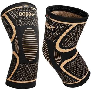 INDEEMAX Copper Knee Brace for Women Men 2 Pack, Knee Compression Sleeve for Knee Pain, Arthritis, Running,Sports and Recovery Support, L