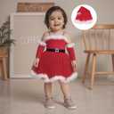 Amnnchya Christmas Toddler Girl Dress Sleeveless Santa One-Piece Dresses Arm Sleeves Hat Set Kids Girls Christmas Outfit, 4-5Y