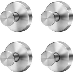 Fasbeu Silver Suction Cup Hooks for Shower Waterproof - No Drill Stainless Steel Towel Hooks for Bathroom Wall, Kitchen, Glass, Mirror, Tile - Ideal for Hanging Towels, Robes, and Loofahs(4 pcs)