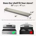 Mount Walker 30" Upgrade Stainless Steel Stove Top Shelf, Magnetic Shelf for Kitchen, Over The Stove Spice Rack Organizer, Back of Oven Rack with Border All Around, Silver