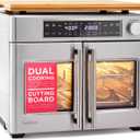 Ivation Dual Zone Air Fryer French Door Oven - 32 Quatity Convection Toaster Combo, 10-in-1 Multifunction Up to 450 - 1800W - Temperature Control, Timer - Stainless Steel - Dehydrate, Bake, Roast, 32 Quart