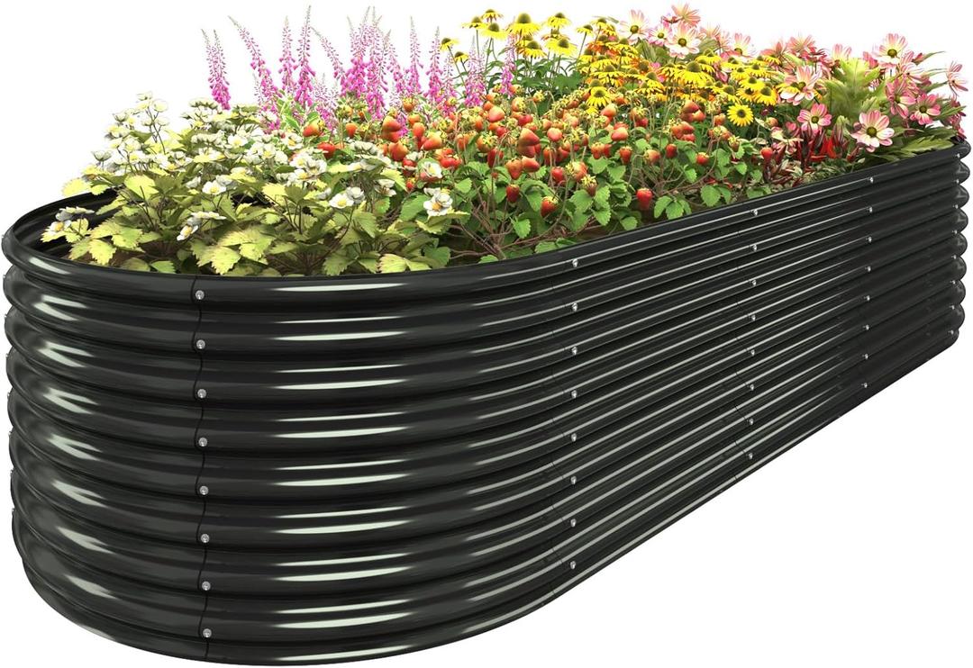 FRIZIONE 9FT(L)4FT(W)2FT(H) Galvanized Raised Garden Bed Outdoor, Metal Raised Garden Beds for Flower, Raised Planter Box Outdoor for Herb, Vegetable-Gray