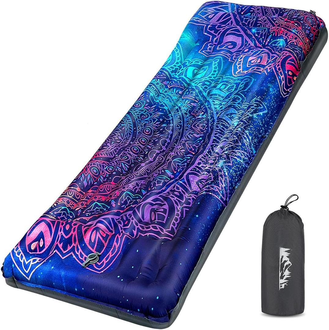 pickyNproud Camping Sleeping Pad Extra Thick 5 Inch Inflatable Camping Pad with Pillow Sleeping Mat Built-in Foot Pump Portable Lightweight Camping Air Mattress for Backpacking Hiking Tent
