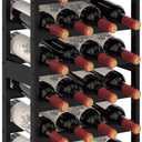 MOGELAFOO 6 Tier Bamboo Wine Rack Freestanding Floor, 24 Bottles Wine Storage Shelves with Table Top, Stackable Wine Display Rack for Kitchen, Bar, Dining Room, Rustic Brown and Black