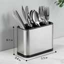 Utensil Holder, Silverware Organizer Caddy for Countertop Kitchen with 4 Compartments, Flatware Spoon Fork Tool Cutlery Holder Utensil Crock with Drain Tray for Counter Party Office, Silvery