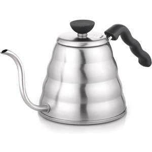 Hario V60 "Buono" Gooseneck Drip Kettle, 1200ml, Silver (1.3 Quarts, Stainless Steel, Silver)