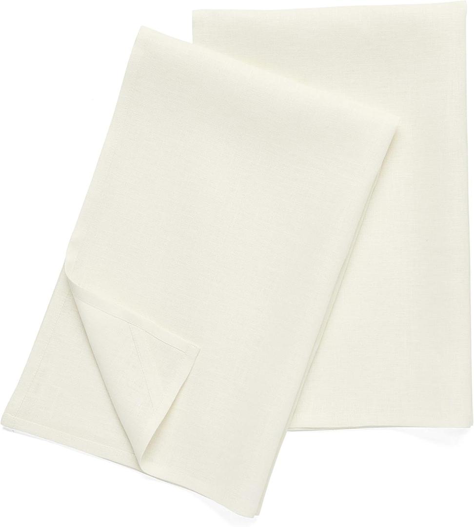 Solino Home Ivory Linen Kitchen Towels Set of 2-100% Pure Linen Kitchen/Tea Towels 17 x 26 Inch - Machine Washable and Handcrafted from European Flax