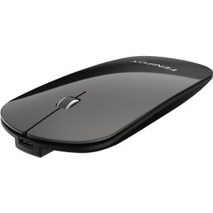 FENIFOX Wireless Bluetooth Mouse, Ultra-Thin Flat and Slim Silent USB-C Rechargeable Travel Mini Portable Mouse for Mac iPad Laptop MacBook Tablet Chromebook - Black