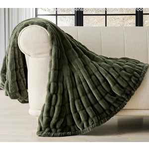 Ruched Bubble Faux Rabbit Fur Throw Blanket, 60"x80", Loden Green
Luxurious Soft Plush Reversible Blanket with Velvet Back, Fluffy & Warm, Decorative Fuzzy Cozy Throw for Couch Sofa Bed Chair