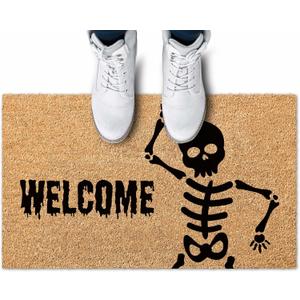 My Sign Center Halloween Coir Doormat, Welcome Mat Outdoor, Farmhouse Decor, Skeleton Front Door Rug Heavy Duty Slip Resistant Backing, 24x36 Inches, Coir Material, Picture May Vary
