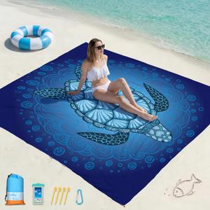 Famstar Beach Blanket Oversized Extra Large 78" X 81",Waterproof Sandproof Beach Blanket 1-7 Adults Lightweight Durable for Travel Camping Hiking Picnic