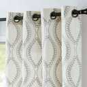 jinchan Boho Linen Blend Curtains Beige Farmhouse Curtains 96 Inches Long Grey Embroidered Leaf Living Room Ogee Geometry Drapes Light Filtering Grommet Country Drapes 2 Panels Gray on Flax, Vine Grey, 50"W x 96"L (Pack of 2)