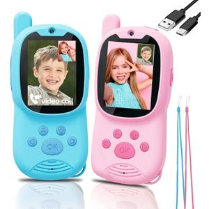 Video Walkie Talkies for Kids with Camera 2 Pack, Rechargeable Long Range Walkie Talkie for Kids, Outdoor Toys Camping, Hiking, Travel