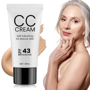 CC Cream for Older Women, Skin Tone Adjusting CC Cream Spf 43, CC Creams Self Adjusting for Mature Skin, Even Complexion, Conceals, Moisture & Anti Aging, For All Skin Types (1 Pack)