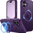 Strong Magnetic for iPhone 16 Plus Case with Stand,Fit for MagSafe,360°Rotatable Ring Designed,Translucent Matte Texture Protective Military Grade Shockproof,All Purple
