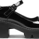 DREAM PAIRS Women's Mary Janes Shoes Platform Dress Low Heel Chunky Pumps Round Toe Ankle Strap Pumps Shoes Oxfords Esther (8, Black)