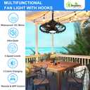 BvenuBigLite Outdoor Ceiling Fan with Lights: 20" Waterproof Plug-in Ceiling Fan with Remote Control Smart App - Gazebo Caged Hanging Fans for Patios Porch Pergola 6 Speeds Reversible - Walnut