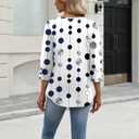 OFEEFAN Summer Tops for Women 2026 Vacation Business Casual Outfits for Women Blouses for Women Dressy Casual L, White Blue Polk