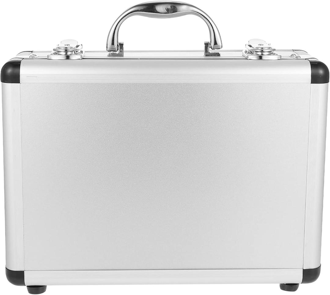DOITOOL Metal Briefcase Aluminum Tool Case Tool Chest, Portable Tool Box with Padded Foam, Lockable Storage Toolbox for Measurement Instruments Tool Box (32 x 23 x 11cm, Sliver)