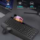 Wireless Keyboard and Mouse Combo - Full-Sized Ergonomic Keyboard with Wrist Rest, Phone Holder, Sleep Mode, 2.4G Quiet Keyboard for PC Laptop, Complete Work Setup for Office or Home -Trueque KM23