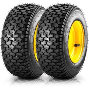 MaxAuto 2Pcs 16x6.50-8 Front Tires and Wheels Assembly for Lawn Mower Garden Tractors, 3" Offset Hub with 3/4"Bearings, Pneumatic Tire, 615lbs Capacity, 4-Ply Tubeless