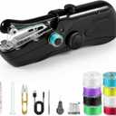Portable Handheld Sewing Machine for Adults - Mini Hand Held Sewing Stitching Machine for Beginners - Small Electric Cordless for Quick Fabric Home Travel Clothes Pants DIY Fabric Denim (Black)