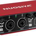 USB Audio Interface for PC Computer Recording Music, Red Guitar Audio Interface for Mac 24Bit/192kHz Podcasting Streaming for Vocalist Producer with 48V Phantom Power