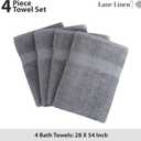 LANE LINEN 4 Pack Bath Towels Set (28"x54") - 100% Ring Spun Cotton, Large Turkish Towels for Bathroom - Durable, Quick Dry, Soft & Absorbent Bath Towel Set - Gets Softer After Each Wash - Cool Grey