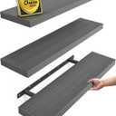 BAYKA Grey Floating Shelves for Wall, 22.5 inches Wall Mounted Rustic Wood Shelves for Bathroom, Bedroom, Living Room, Floating Shelves for Books/Storage/Decor (Set of 3) (E. Grey - Industrial Edge Style)