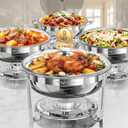 Femchic 9QT Round Stainless Steel Chafing Dishes for Buffet, 4 Pack Chafers