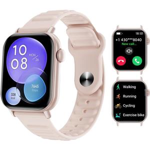 Smart Watch Sports Pedometer, Fitness Tracker Bluetooth Call Heart Rate Blood Oxygen Sleep Monitor, 100 Sports Modes Waterproof for iOS Android Men's Women's Smart Watch (Pink)