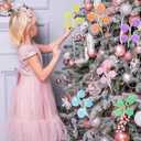 Gejoy 6 Pcs Christmas Tree Picks Decoration Sandworm Decor Woolen Candy Curly Pick Xmas Toppers Branches with Bells for Party Supply DIY Home Crafts Hanging Ornament Gifts(Stripes,Macaron)