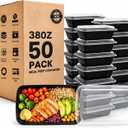 38 oz 50 Pack Meal Prep Containers Reusable, Disposable To Go Food Containers with Lids BPA Free, Plastic Food Storage Containers Microwave/Dishwasher/Freezer Safe Take Out Containers for Leftovers