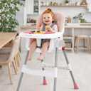 Dream On Me TableTalk 2-in-1 High Chair for Baby & Toddler Convertible High Chair to Junior Chair, Removable Padded Seat, Dual Dishwasher-Safe Trays, Styrdy Steel Frame, Quick Folding Design Pink
